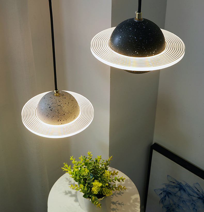 Globe Hanging Pendant Lights Modern Minimalist Style Pendant Ceiling Light with Cement Shade