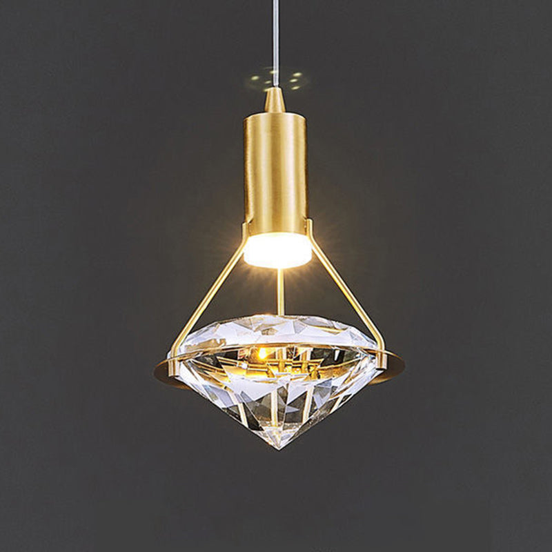 Modern Luxury Style Mini Suspended Lighting Fixture 1 Light Suspension Pendant with Crystal Shade