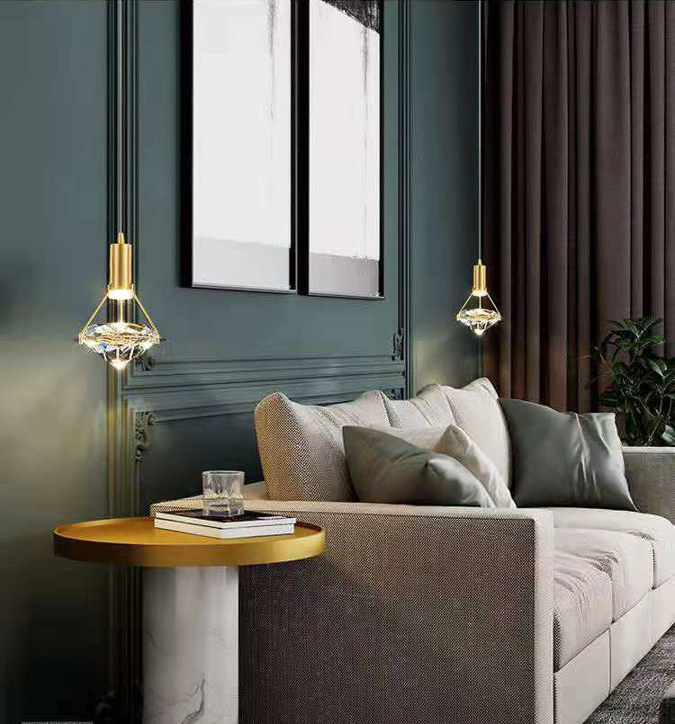 Moderne luxe stijl mini gesuspendeerde verlichting armatuur 1 lichte suspensie hanger met kristalschaduw