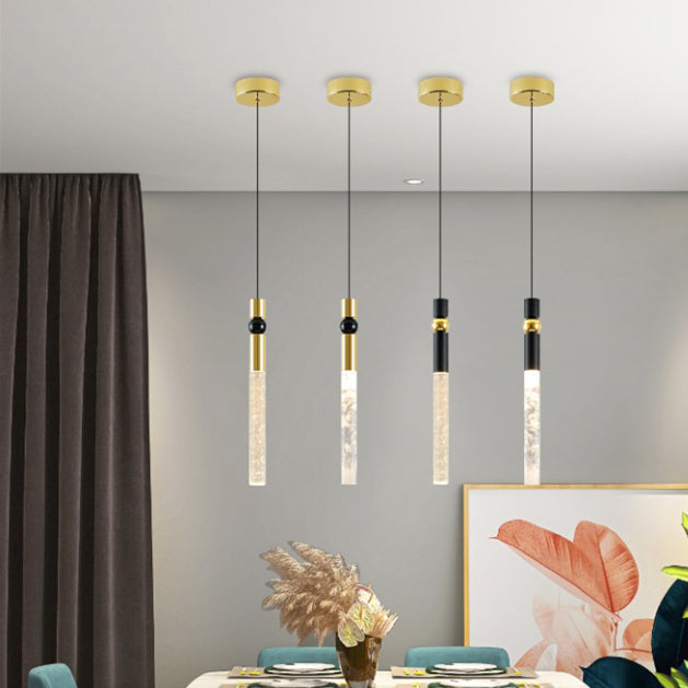 Tubular Crystal Drop Lamp Minimalistisch 1-licht LED-hanglamp Licht armatuur voor restaurant