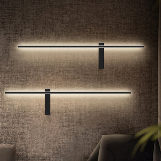 Moderno Minimalista Estilo lineal Luz montado en la pared lineal Ideas de iluminación de pared acrílica para sala de estar