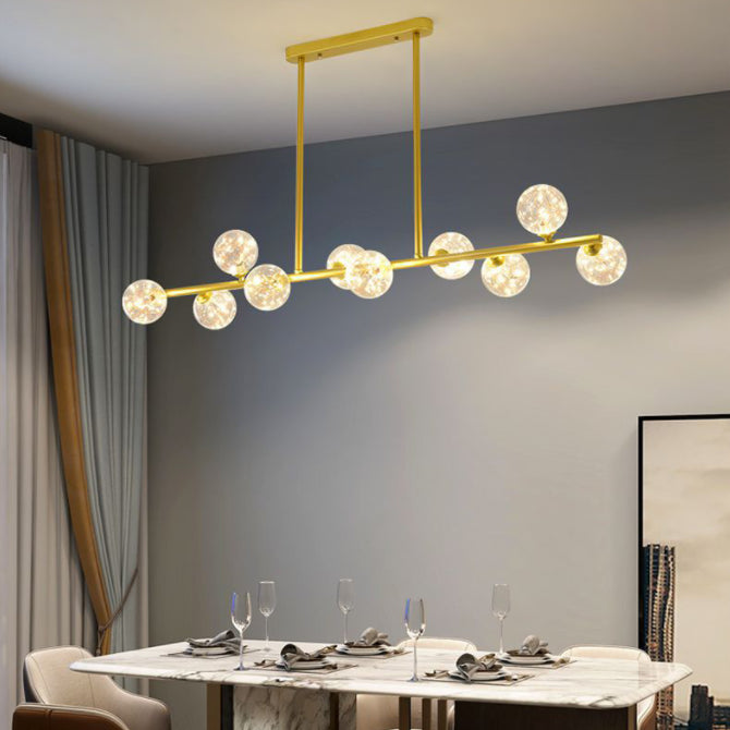 Modern Fashionable Sputnik LED Island Pendant Light Wrought Iron Ceiling Light with Pure Glass Shade