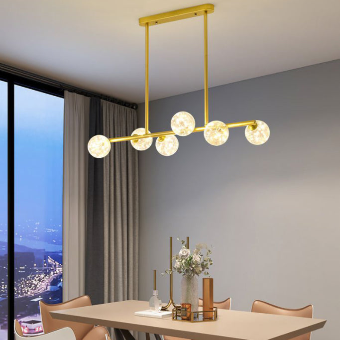 Modern Fashionable Sputnik LED Island Pendant Light Wrought Iron Ceiling Light with Pure Glass Shade