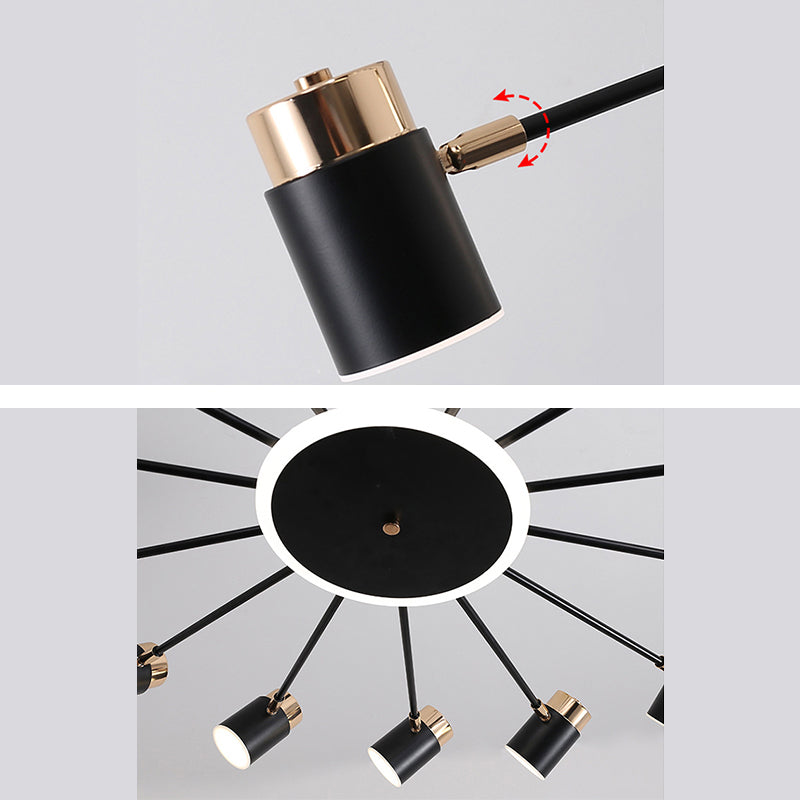 Metalen starburst kroonluchter hanger licht licht minimalistische stijl led hangende lamp in zwart