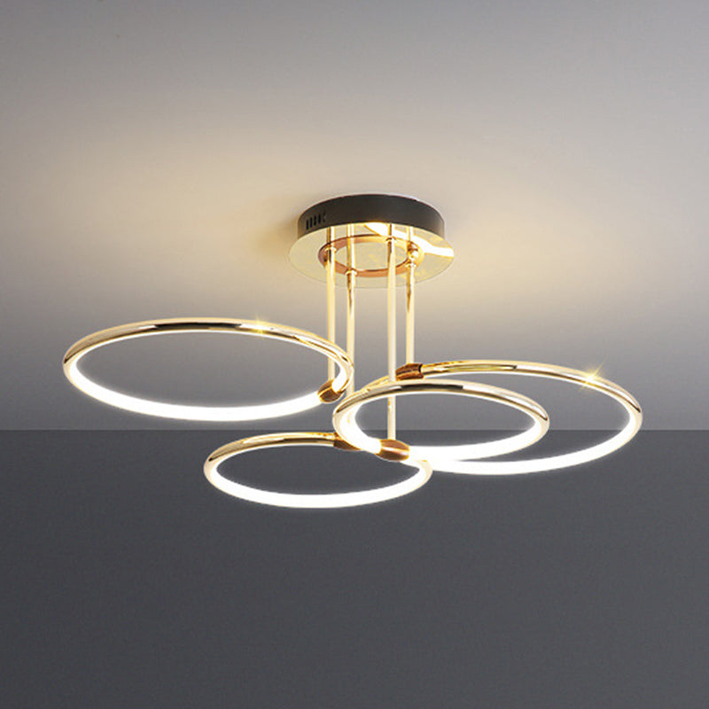 Circles Metal Chandelier Lighting Fixture Minimalist LED Gold Ceiling Pendant Light
