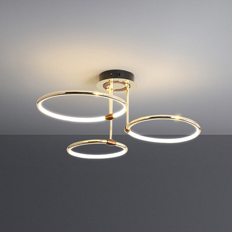 Circles Metal Chandelier Lighting Fixture Minimalist LED Gold Ceiling Pendant Light