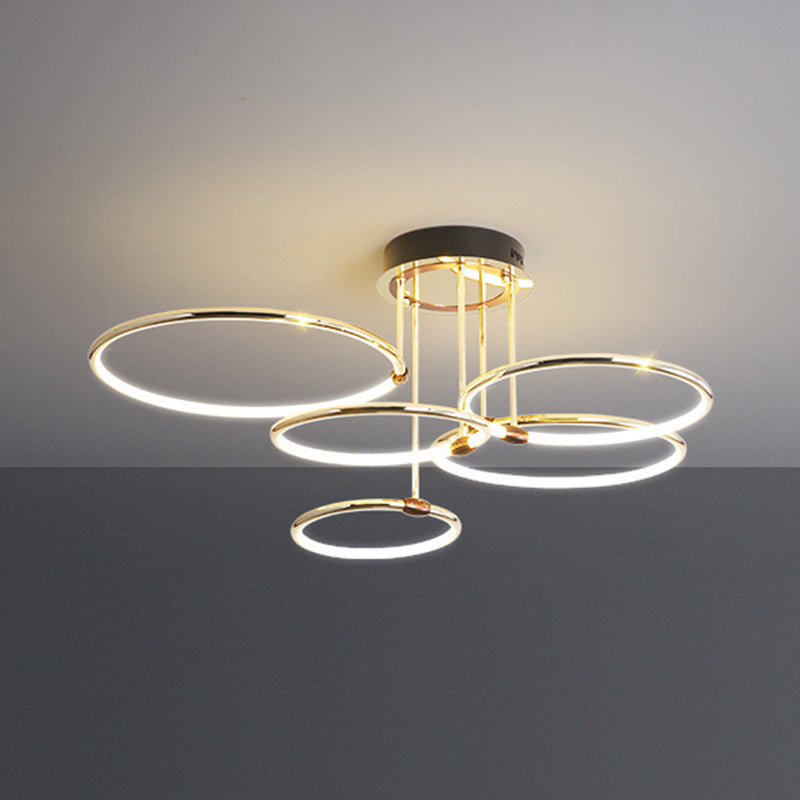 Circles Metal Chandelier Lighting Fixture Minimalist LED Gold Ceiling Pendant Light