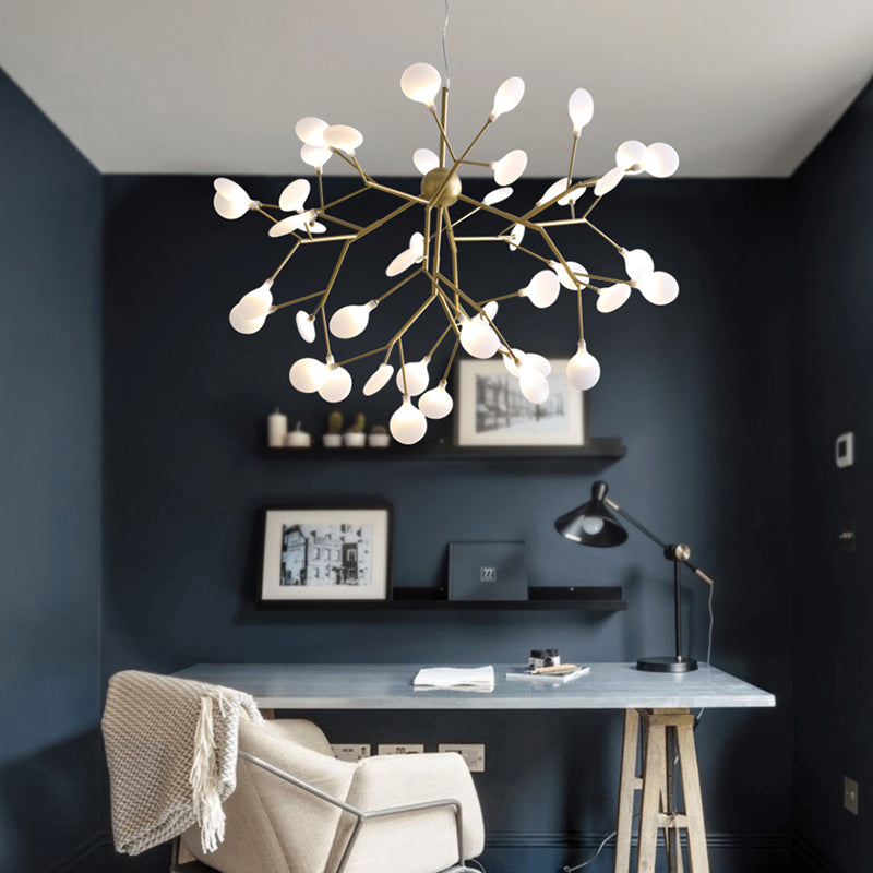 Gold Firefly Pendant Light in Modern Creative Style Wrought Iron Hanging Lamp with Acrylic Shade