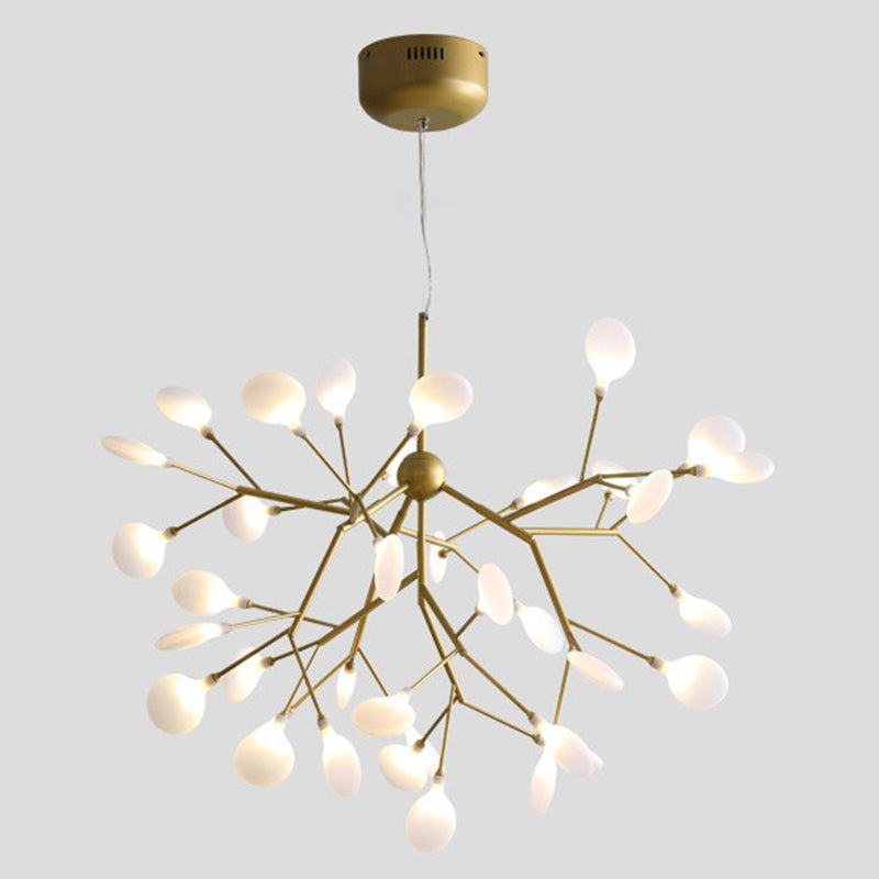 Gold Firefly Pendant Light in Modern Creative Style Wrought Iron Hanging Lamp with Acrylic Shade
