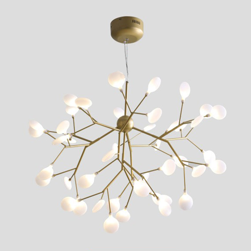 Gold Firefly Pendant Light in Modern Creative Style Wrought Iron Hanging Lamp with Acrylic Shade