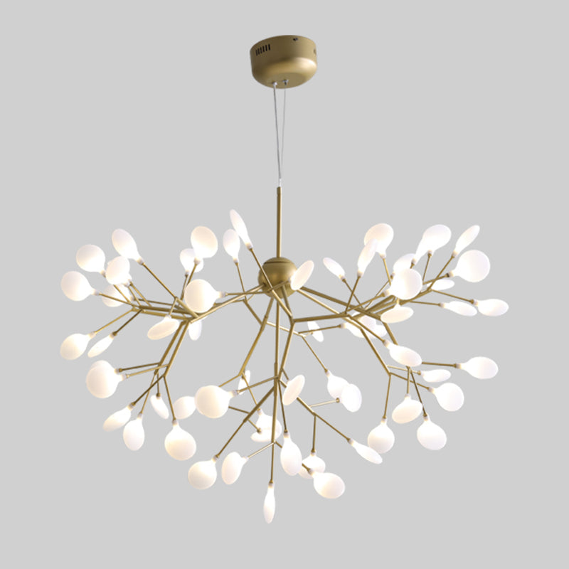Gold Firefly Pendant Light in Modern Creative Style Wrought Iron Hanging Lamp with Acrylic Shade