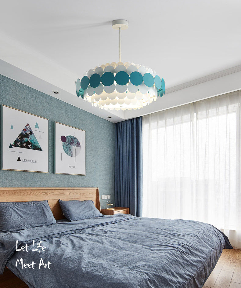 Living Room Pendant Chandelier Nordic Style Chandelier Lighting Fixture with Circle Metal Shade