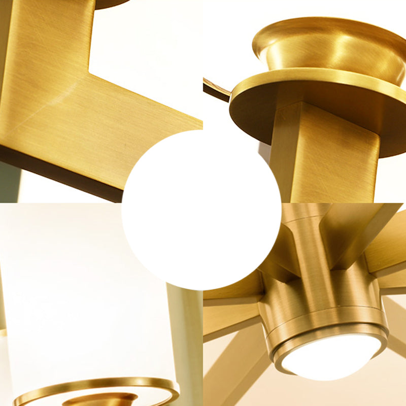 Cylindrical Chandelier Light Minimalist Style Metal Gold Suspended Lighting Fixture