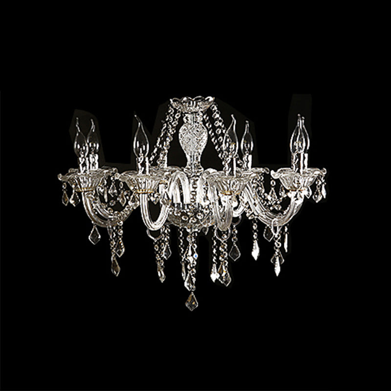 European Clear Crystal Glass Pendant Lighting Fixtures Candelabra Hanging Ceiling Light