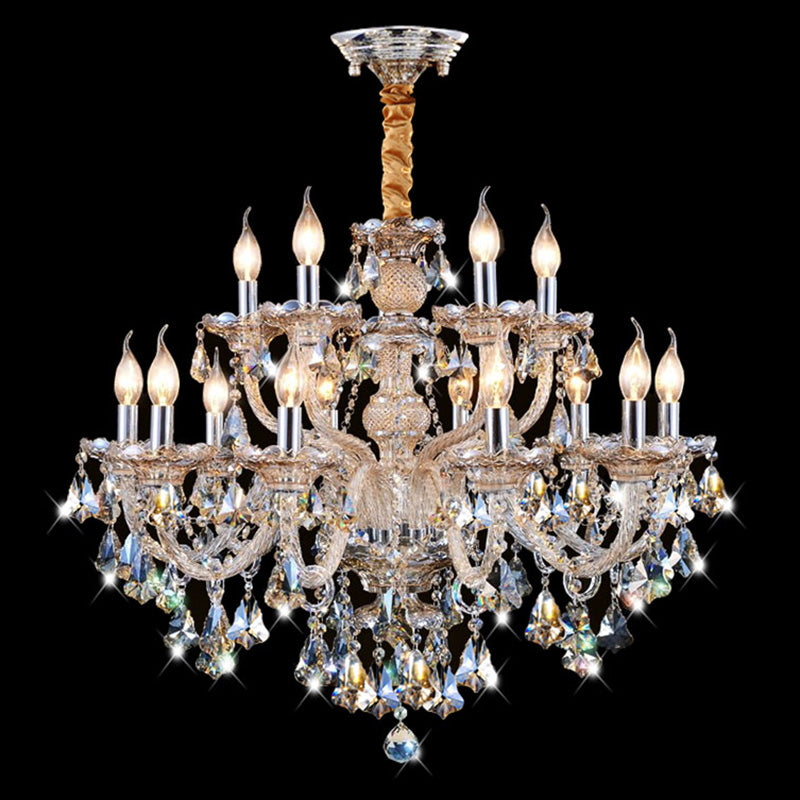 K9 Crystal Traditional Style Chandelier Light Fixtures Living Room Chandelier with Dangling Crystal Accents