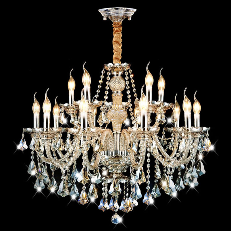 K9 Crystal Traditional Style Chandelier Light Fixtures Living Room Chandelier with Dangling Crystal Accents