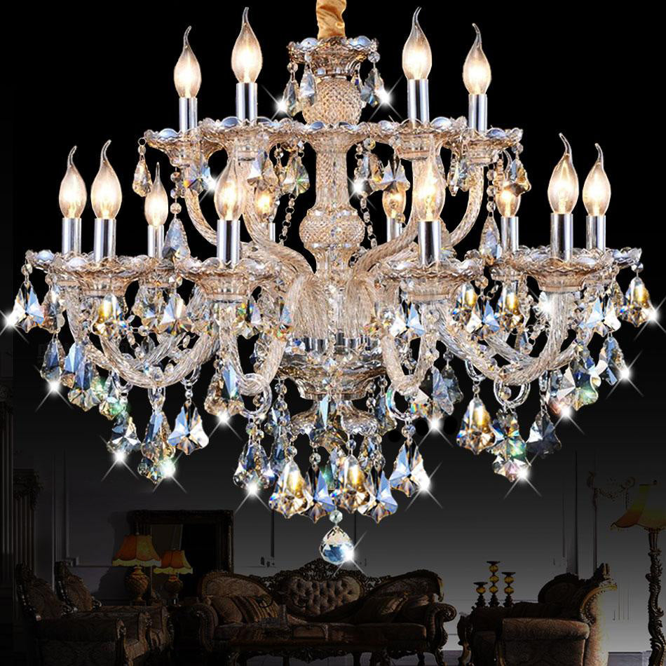 K9 Crystal Traditional Style Chandelier Light Fixtures Living Room Chandelier with Dangling Crystal Accents