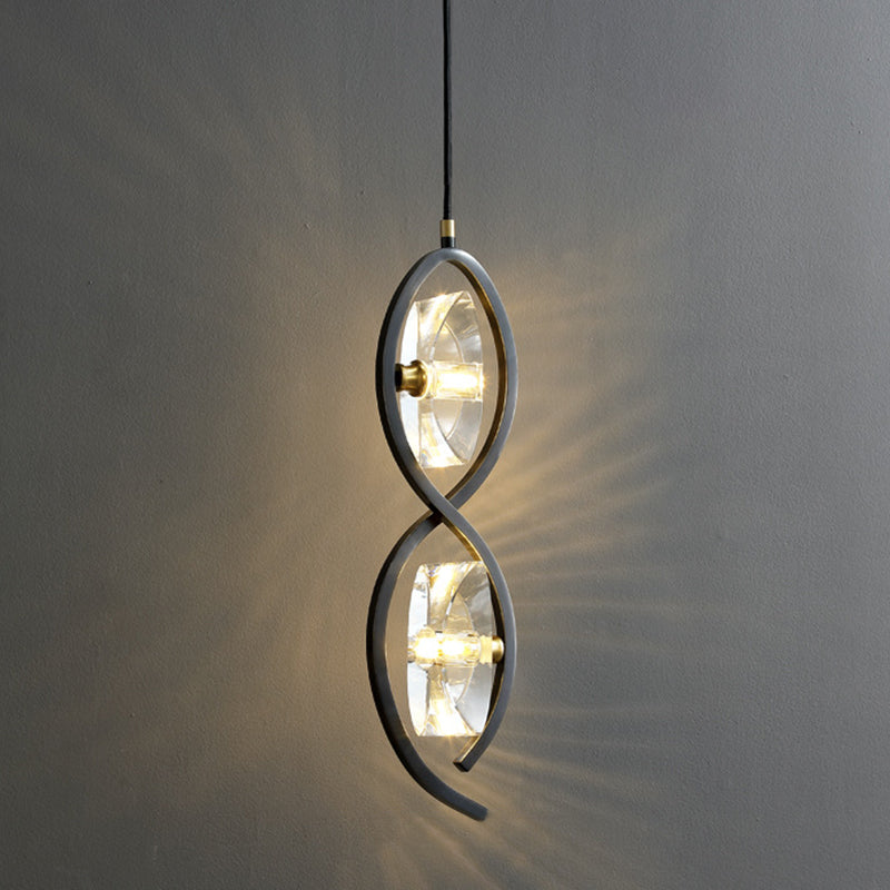 Small Crystal Glass Drop Lamp Postmodernism LED Suspension Light Fixture for Bedroom