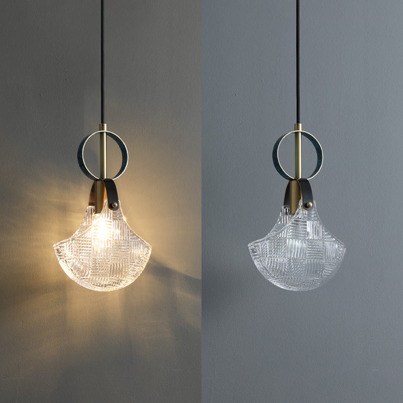 Small Crystal Glass Drop Lamp Postmodernism LED Suspension Light Fixture for Bedroom