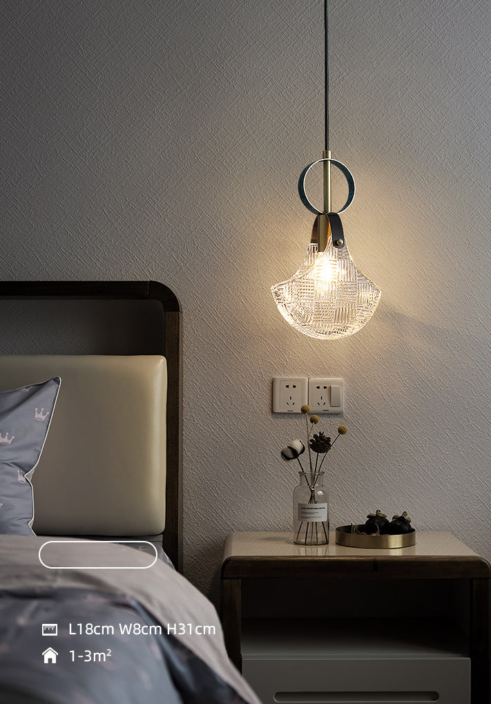 Small Crystal Glass Drop Lamp Postmodernism LED Suspension Light Fixture for Bedroom