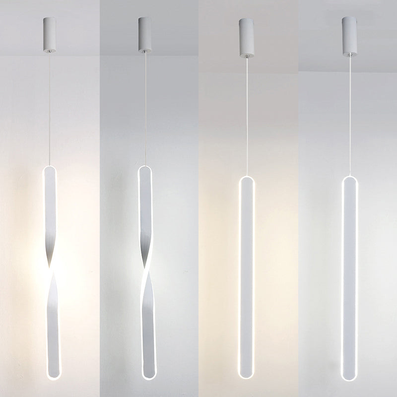 Contemporary Style Long Strip LED Hanging Light 23.6" H Acrylic + Metal Simplicity Pendant Lamp for Bedroom