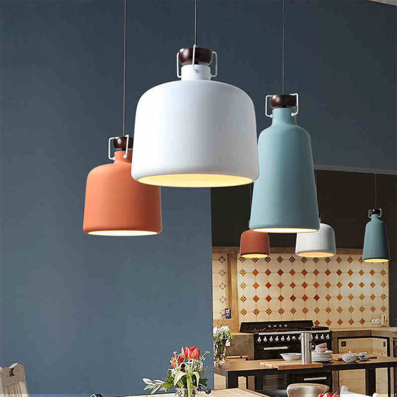 Macaroon Style Metal Pendant Light Creative Kettle Shaped Simplicity Lighting Fixture