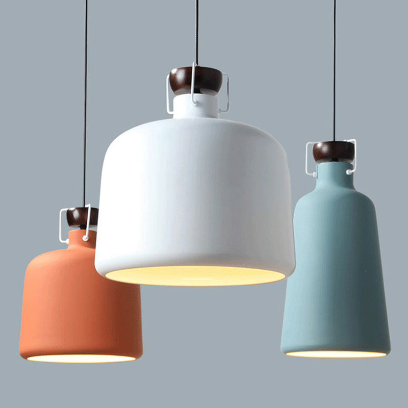 Macaroon Style Metal Pendant Light Creative Kettle Shaped Simplicity Lighting Fixture