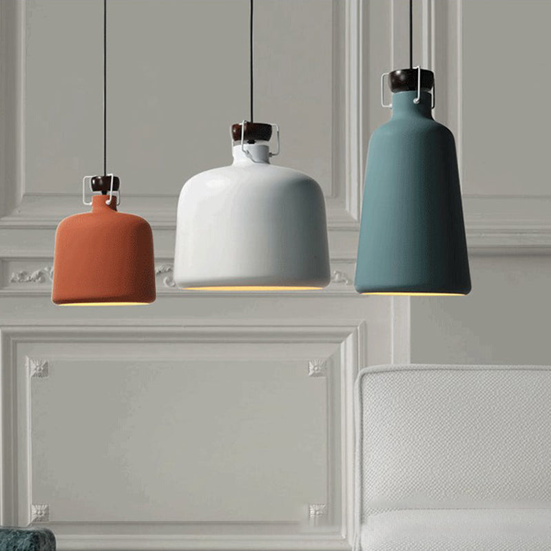 Macaroon Style Metal Pendant Light Creative Kettle Shaped Simplicity Lighting Fixture