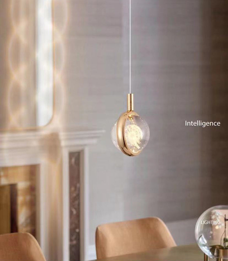 Kristall Löwenzahn Anhänger Leuchtenleuchte Einfachheit Gold LED Deckenlampe für Schlafzimmer