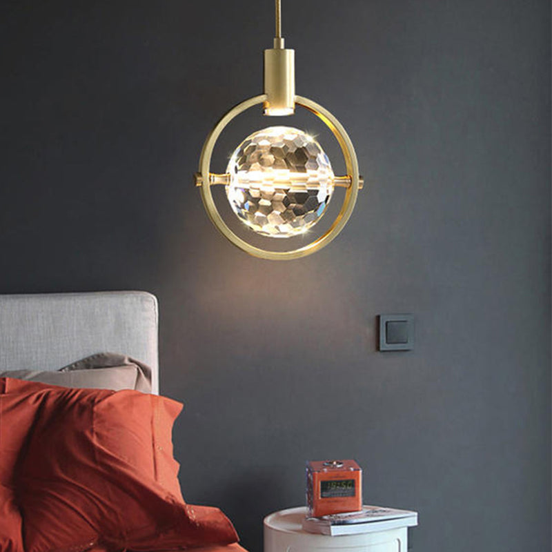 Modern Luxury Style Down Lighting Pendant 1 Light Suspension Pendant with Crystal Shade