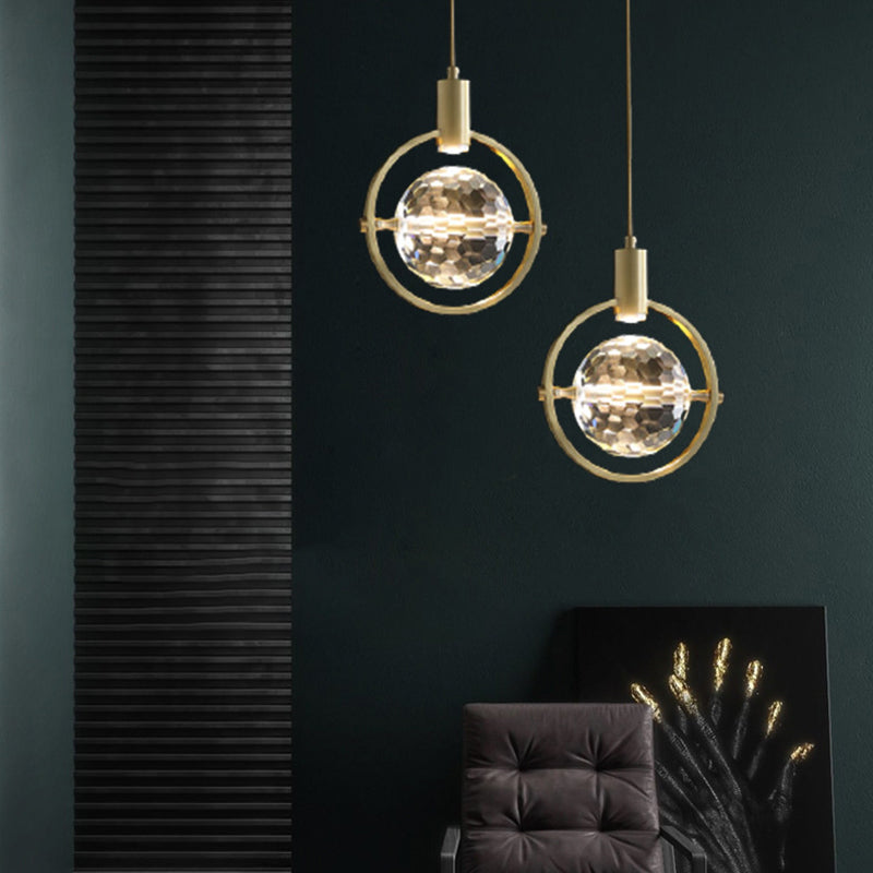Modern Luxury Style Down Lighting Pendant 1 Light Suspension Pendant with Crystal Shade