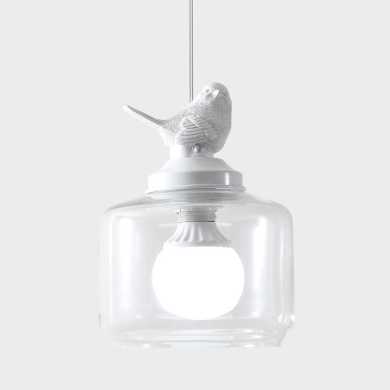 Glasförmige transparente Glashängele hängendes Licht nordische Einfachheit Schlafzimmer Beleuchtung Anhänger mit Harz Vogeldekoration