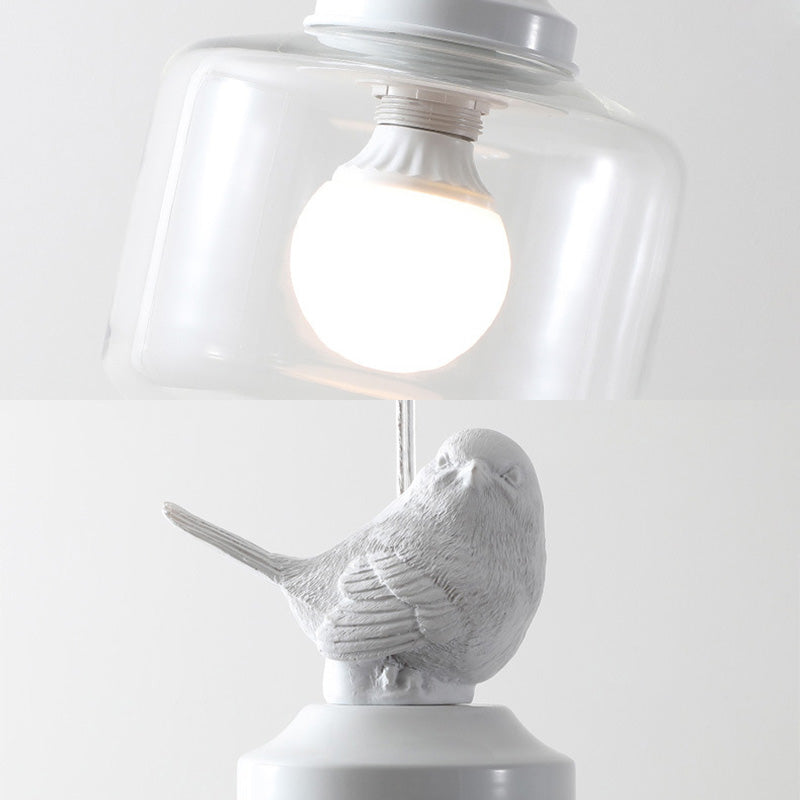 Glasförmige transparente Glashängele hängendes Licht nordische Einfachheit Schlafzimmer Beleuchtung Anhänger mit Harz Vogeldekoration