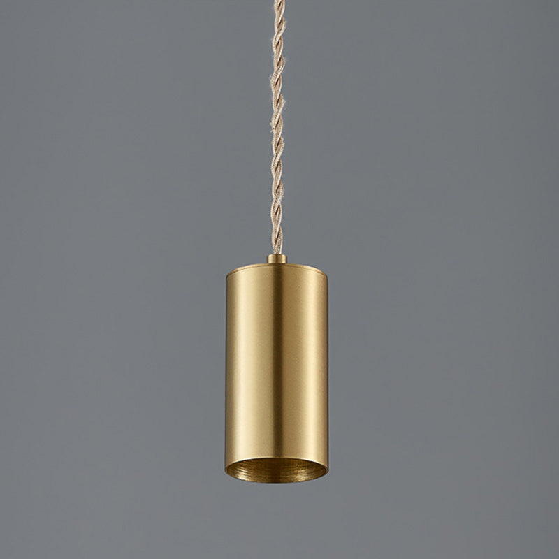 Lámpara de suspensión cilíndrica de la noche de metal 1 Bulbo posmoderna Luz colgante en oro