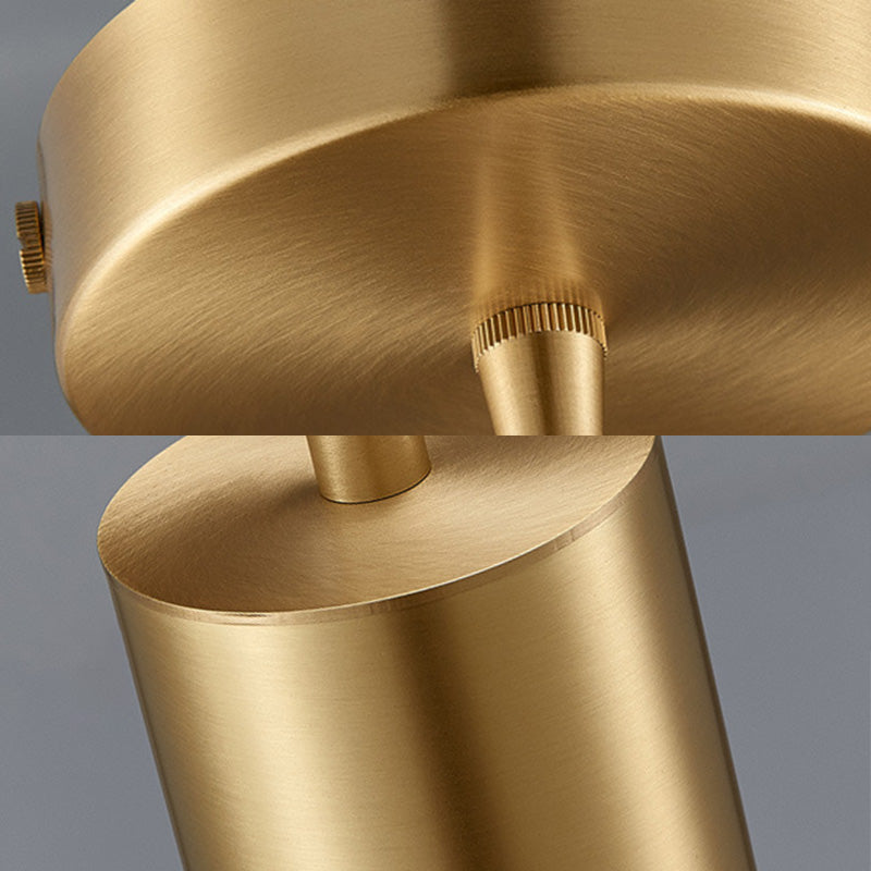 Lámpara de suspensión cilíndrica de la noche de metal 1 Bulbo posmoderna Luz colgante en oro