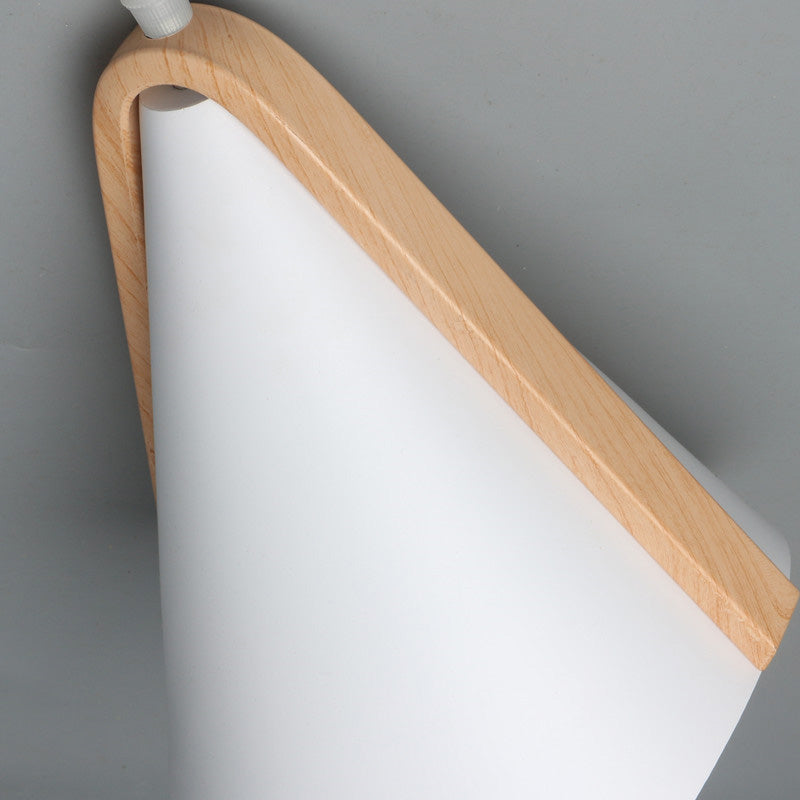 Lámpara de suspensión de diseño de metal de grano de madera nórdica de estilo nórdico de 1 luces en blanco