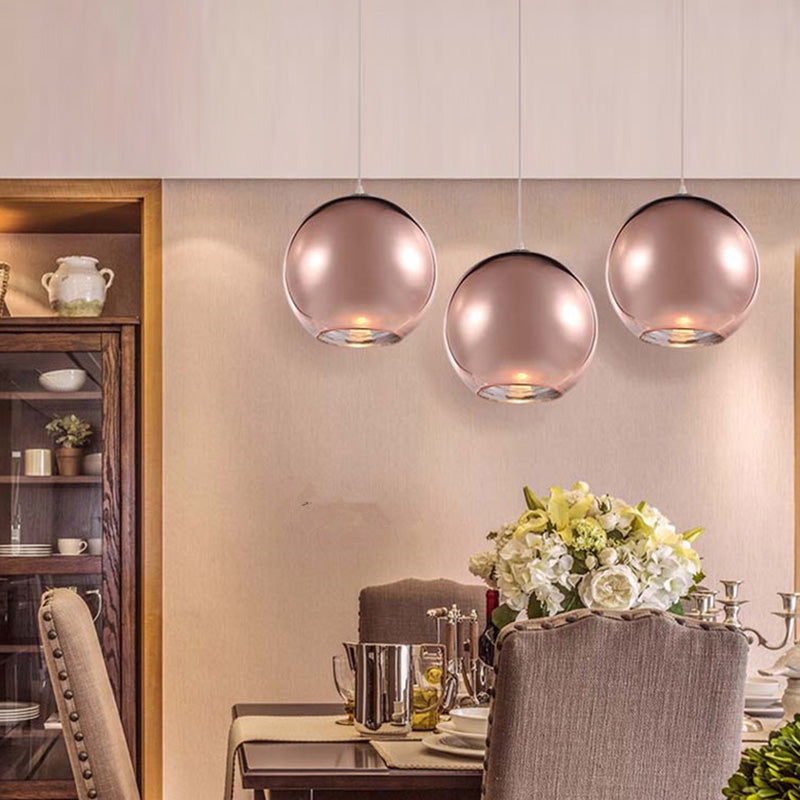 Elektroplattierte Spiegelglas Kugel Anhänger Lampe 1-Licht postmoderner Kleidungsgeschäft Dekoratives hängendes Licht
