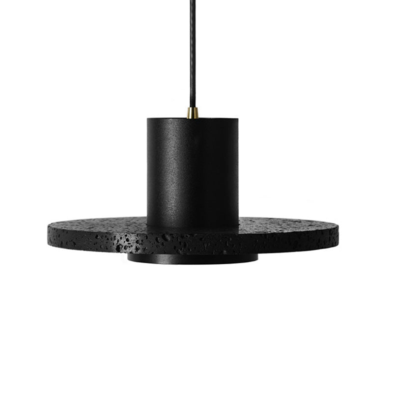 Black Hat Shaped Pendant Lighting Nordic 1 Bulb Lava Stone Suspension Light Fixture