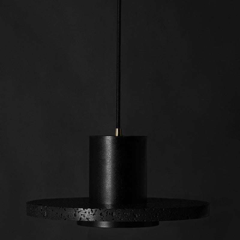 Black Hat Shaped Pendant Lighting Nordic 1 Bulb Lava Stone Suspension Light Fixture