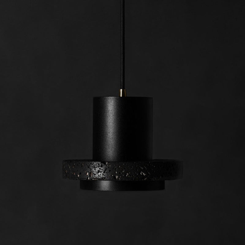 Black Hat Shaped Pendant Lighting Nordic 1 Bulb Lava Stone Suspension Light Fixture