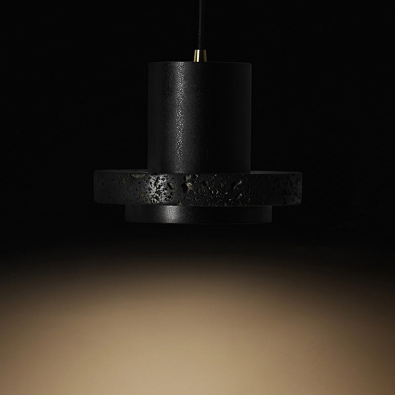 Black Hat Shaped Pendant Lighting Nordic 1 Bulb Lava Stone Suspension Light Fixture