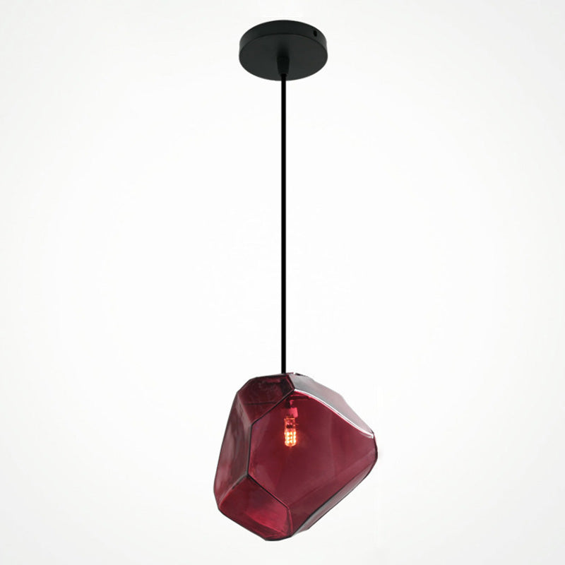 Luz de vidrio colgante de vidrio en forma de piedra de 6 colores estilo Nordic Simplicity Fexecture para dormitorio
