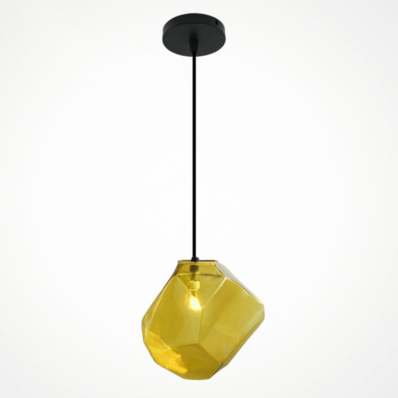 Luz de vidrio colgante de vidrio en forma de piedra de 6 colores estilo Nordic Simplicity Fexecture para dormitorio