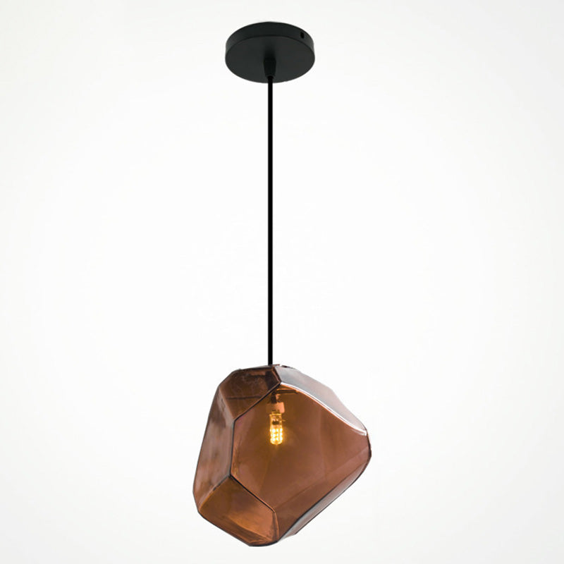 Luz de vidrio colgante de vidrio en forma de piedra de 6 colores estilo Nordic Simplicity Fexecture para dormitorio