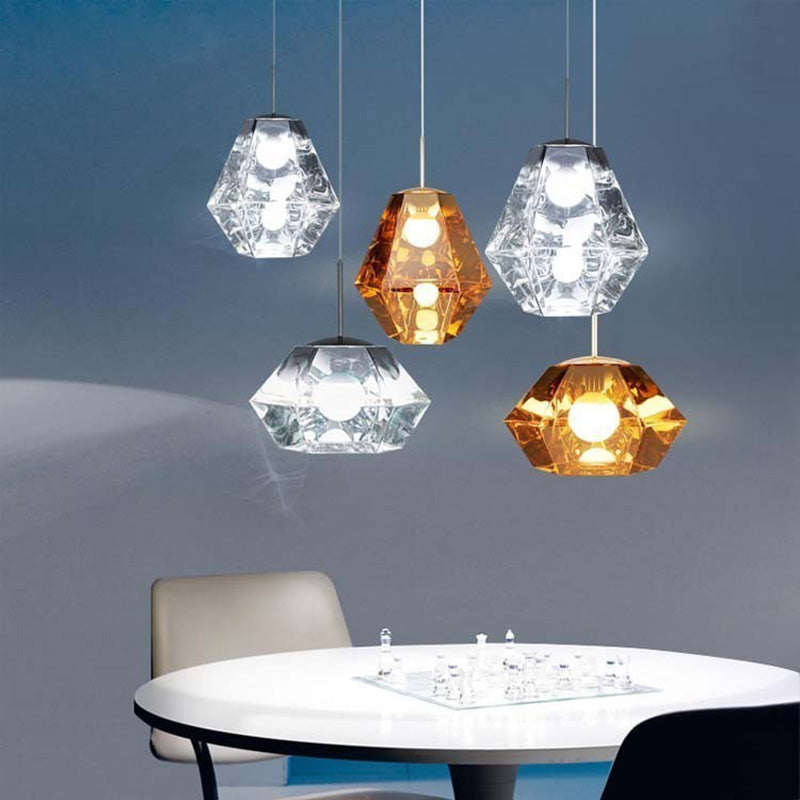 Minimalismo poliedra sombra diamante luz colgante de estilo acrílico colgante de iluminación acrílica para cafeterías restaurantes