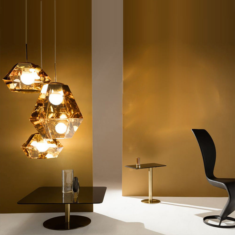Minimalismo poliedra sombra diamante luz colgante de estilo acrílico colgante de iluminación acrílica para cafeterías restaurantes