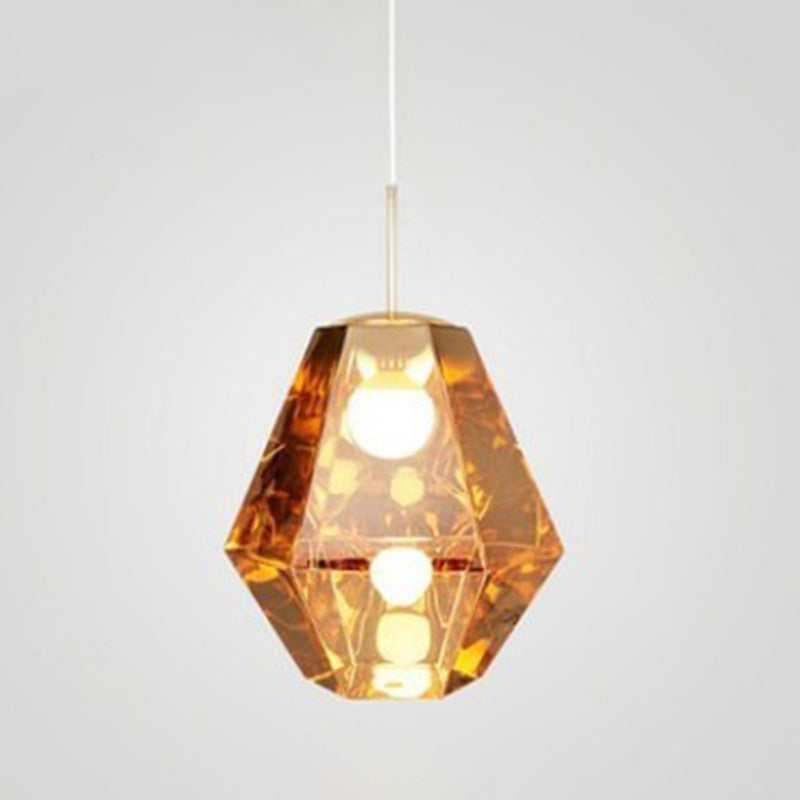 Minimalismo poliedra sombra diamante luz colgante de estilo acrílico colgante de iluminación acrílica para cafeterías restaurantes