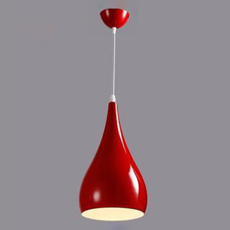 Macaron Drop Shaped Hanging Lamp Aluminum 1 Bulb Restaurant Pendant Light Fixture