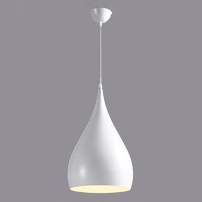 Macaron Drop Shaped Hanging Lamp Aluminum 1 Bulb Restaurant Pendant Light Fixture