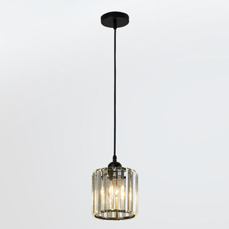 Luces colgantes colgantes de tambor de estilo minimalista moderno Luz de techo colgante de cristal para comedor